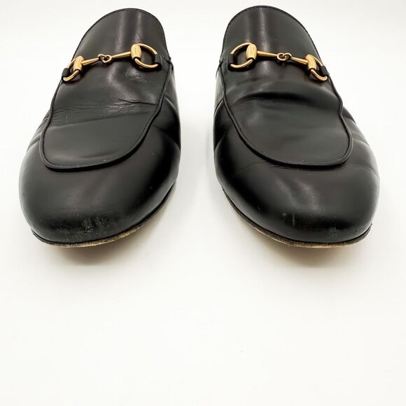Gucci Princetown Horsebit Black Leather Loafers Mules Slip On Flats EU 40 US 10 - Picture 3 of 13